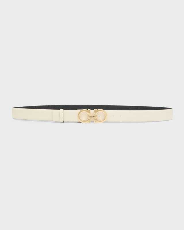 Donna Pebble-Grain Leather Belt